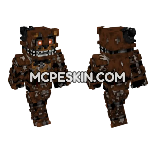 Nightmare Freddy Family Diner Minecraft Bedrock skin, front and back