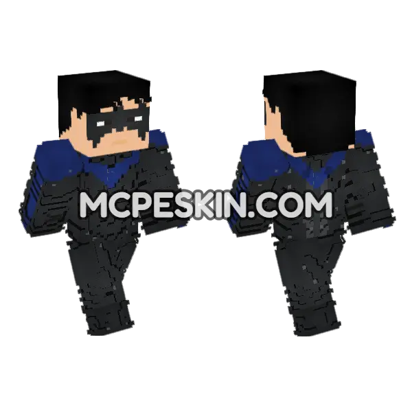 Nightwing Arkham City Skin Minecraft Bedrock skin, front and back