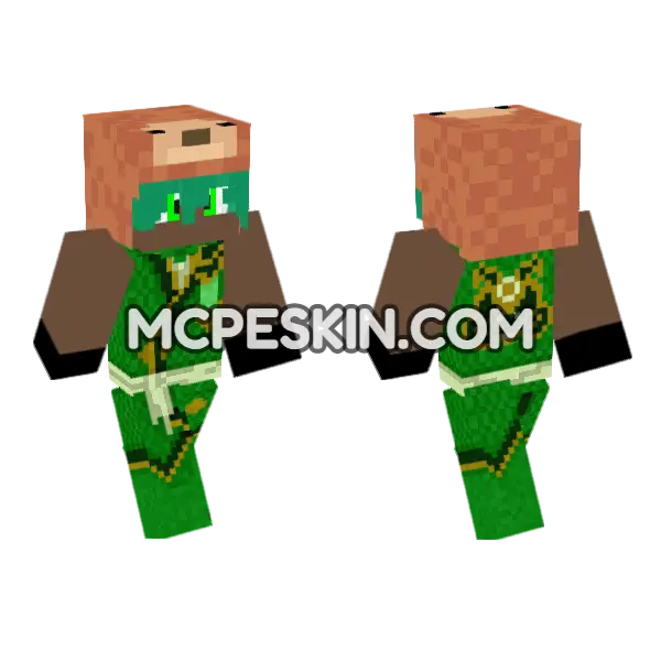 Ninjago Green Ninja Minecraft Bedrock skin, front and back