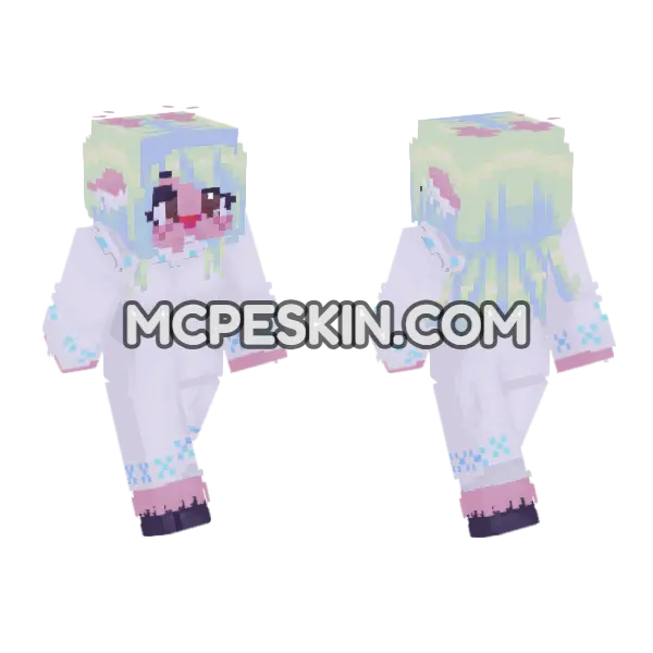 Noelle Holiday Darkworld Version Minecraft Bedrock skin, front and back