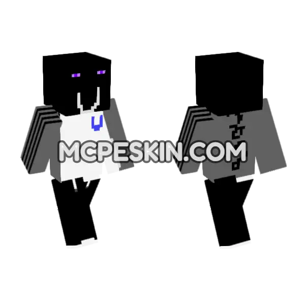 Noob In Enderman Mask Minecraft Bedrock skin, front and back
