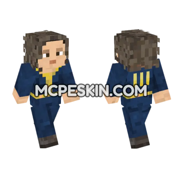 Nora Blue Outfit Minecraft Bedrock skin, front and back