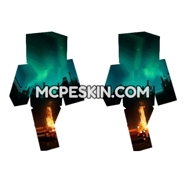 Northern Bonfire Minecraft Bedrock skin, front and back