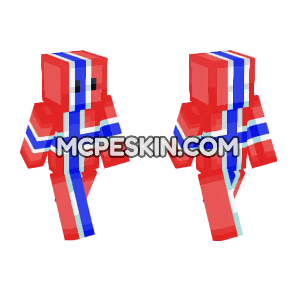 Norway Flag Skin Minecraft Bedrock skin, front and back