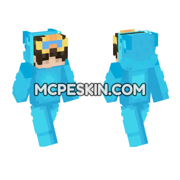 Notnico Blue Outfit Minecraft Bedrock skin, front and back