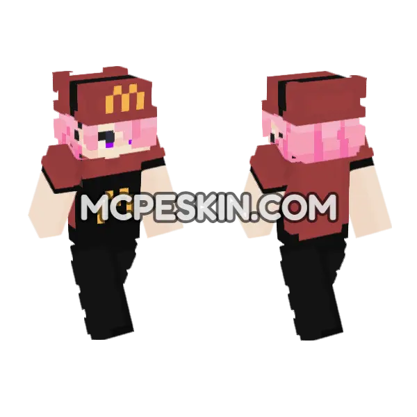 Noxy McDonald's Outfit Minecraft Bedrock skin, front and back