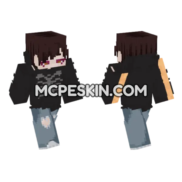 Oc Jin Minecraft Bedrock skin, front and back