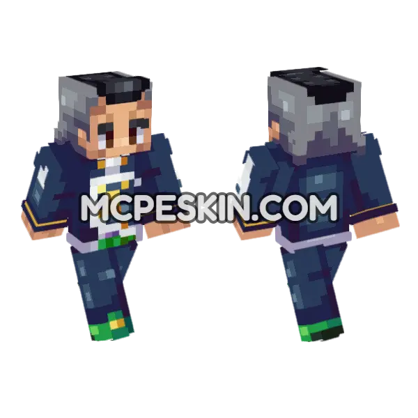 Okuyasu Nijimura Minecraft Bedrock skin, front and back