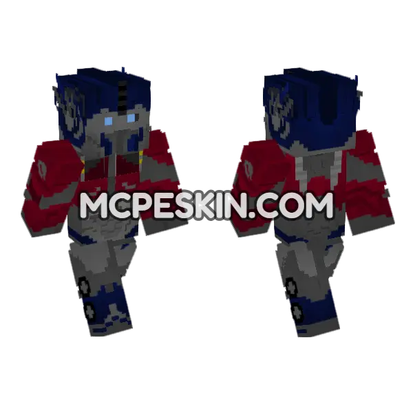 Optimus Prime Transformers Minecraft Bedrock skin, front and back