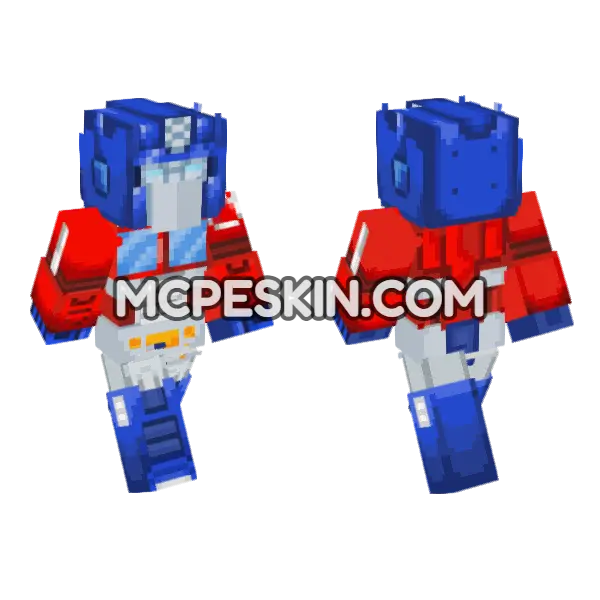 Optimus Prime Transformers Movie Minecraft Bedrock skin, front and back