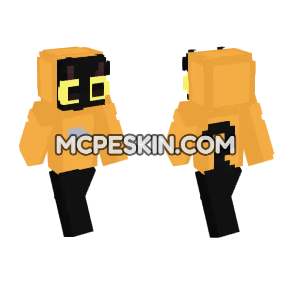 Orange And Black Character Minecraft Bedrock skin, front and back
