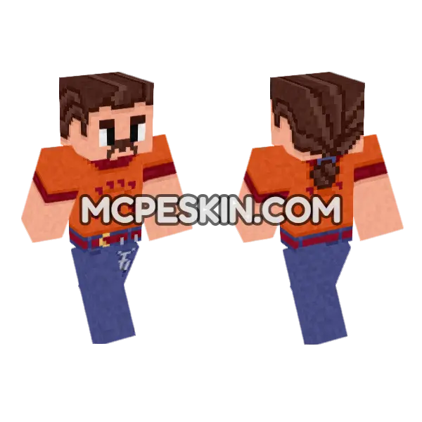 Orange and Blue Overalls, front and back
