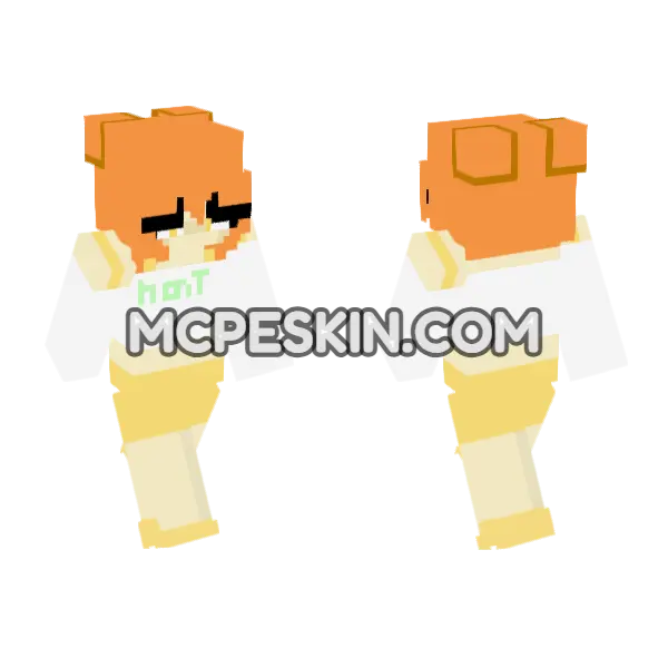 Orange And Yellow Hoodie Minecraft Bedrock skin, front and back