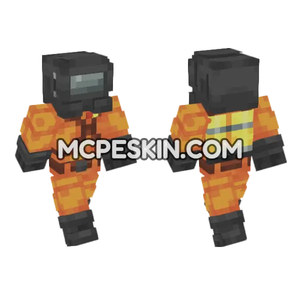 Orange Black Skin Minecraft Bedrock skin, front and back