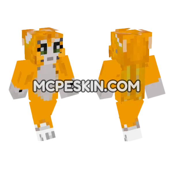 Orange Fox Girl Minecraft Bedrock skin, front and back