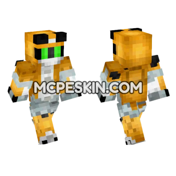 Orange Fox Skin Minecraft Bedrock skin, front and back