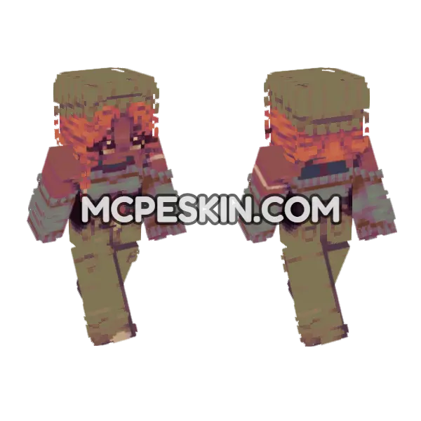 Orange Furry Creature Minecraft Bedrock skin, front and back