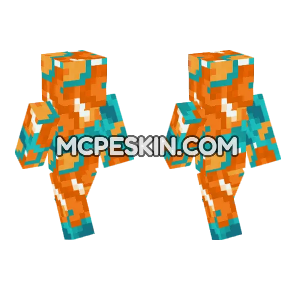 Orange Glazed Terracotta Minecraft Bedrock skin, front and back