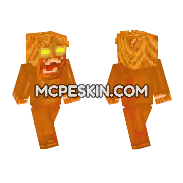 Orange Lava Monster Minecraft Bedrock skin, front and back
