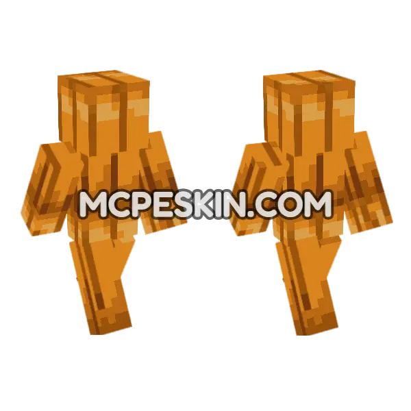 Orange Pumpkin Outfit Minecraft Bedrock skin, front and back