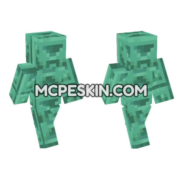 Oxidized Chiseled Copper Minecraft Bedrock skin, front and back