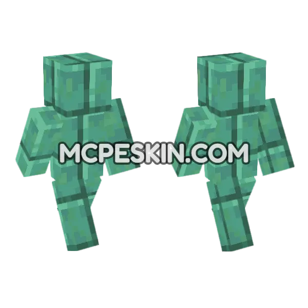 Oxidized Cut Copper Minecraft Bedrock skin, front and back