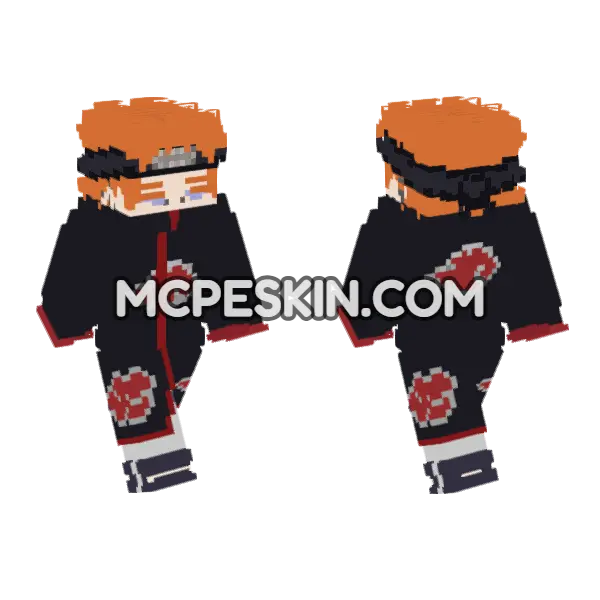 Pain Of The Akatsuki Minecraft Bedrock skin, front and back