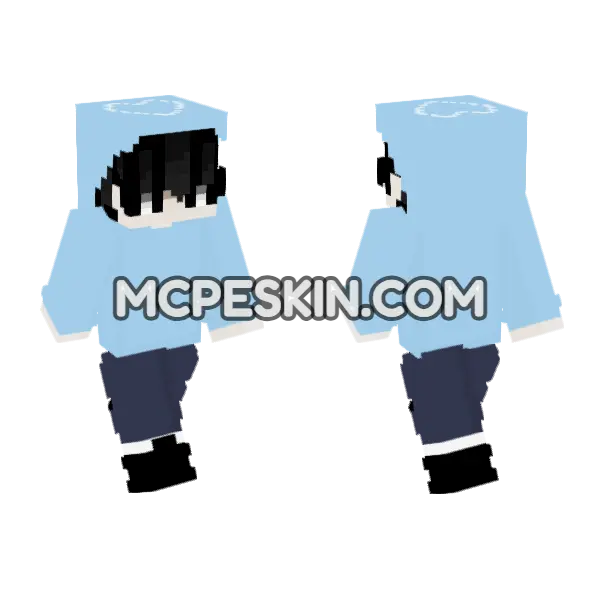 Pale Blue Hoodie Outfit, front and back