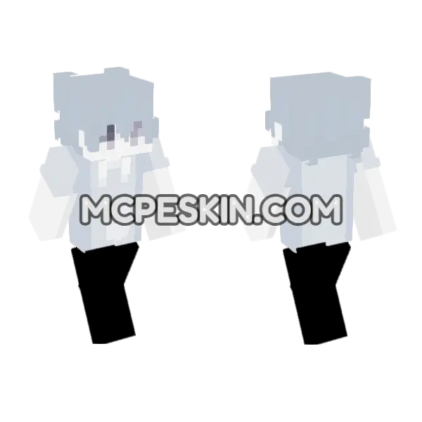 Pale Blue Winter Outfit Minecraft Bedrock skin, front and back