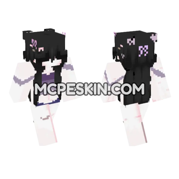 Pale Lavender Dress Girl Minecraft Bedrock skin, front and back