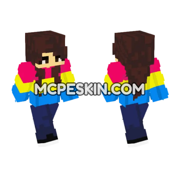 Pan Pride Outfit Minecraft Bedrock skin, front and back