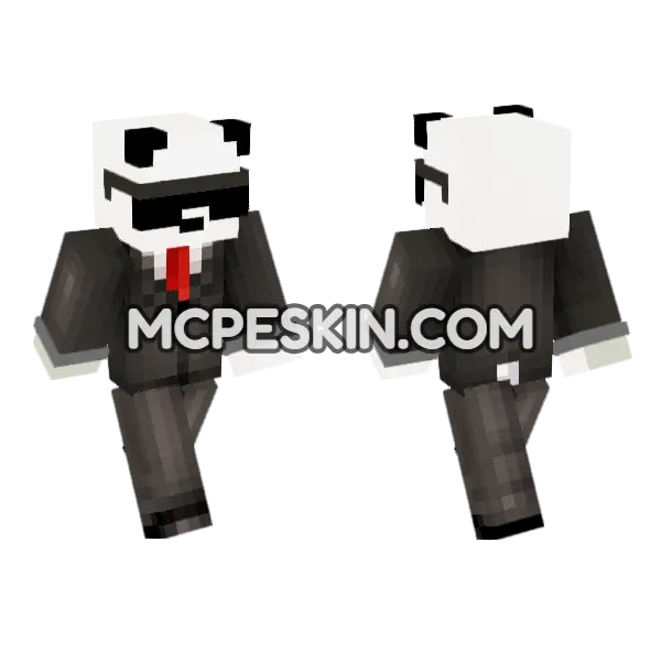 Panda Formal Suit Minecraft Bedrock skin, front and back