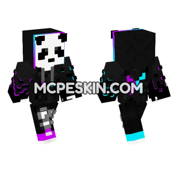 Panda Gamer Minecraft Bedrock skin, front and back