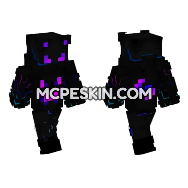 Panda Neon Minecraft Bedrock skin, front and back