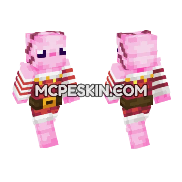 Party Axolotl Minecraft Bedrock skin, front and back