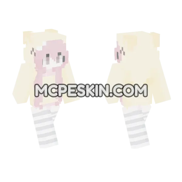Pastel Bunny Girl Minecraft Bedrock skin, front and back