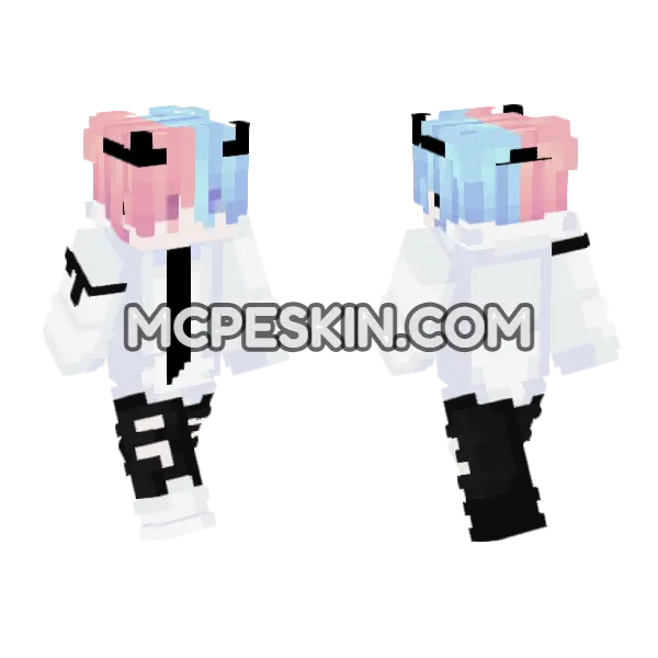 Pastel Hair Boy Minecraft Bedrock skin, front and back