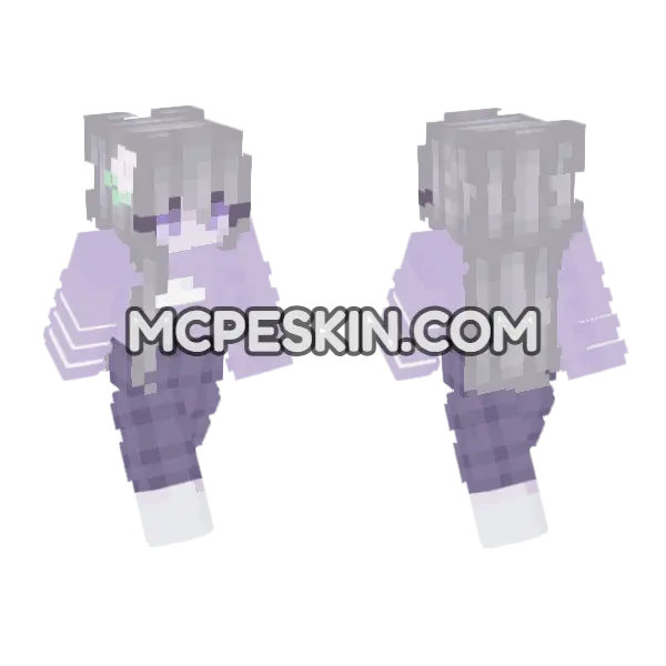 Pastel Hair Girl Minecraft Bedrock skin, front and back