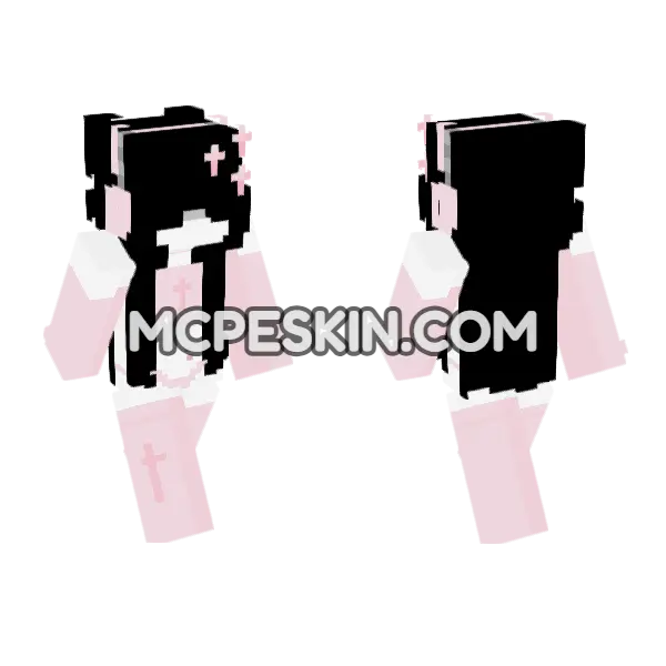 Pastel Pink Aesthetic Outfit Minecraft Bedrock skin, front and back