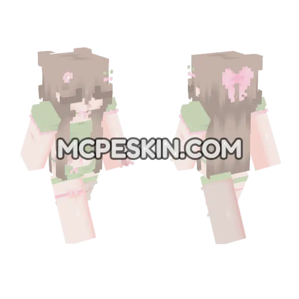 Pastel Pink Dress Minecraft Bedrock skin, front and back