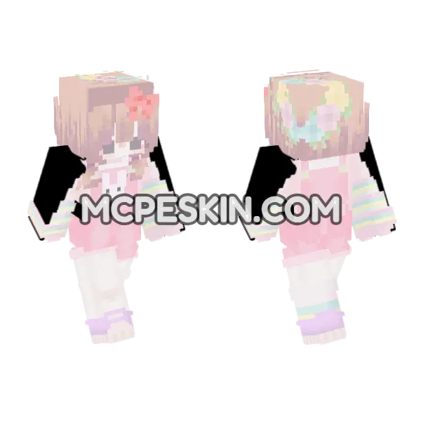 Pastel Rainbow Dress Girl, front and back
