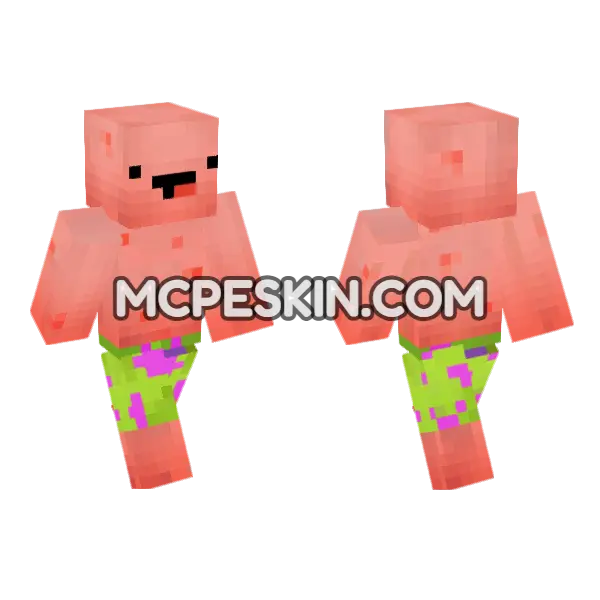 Patrick Star Skin Minecraft Bedrock skin, front and back