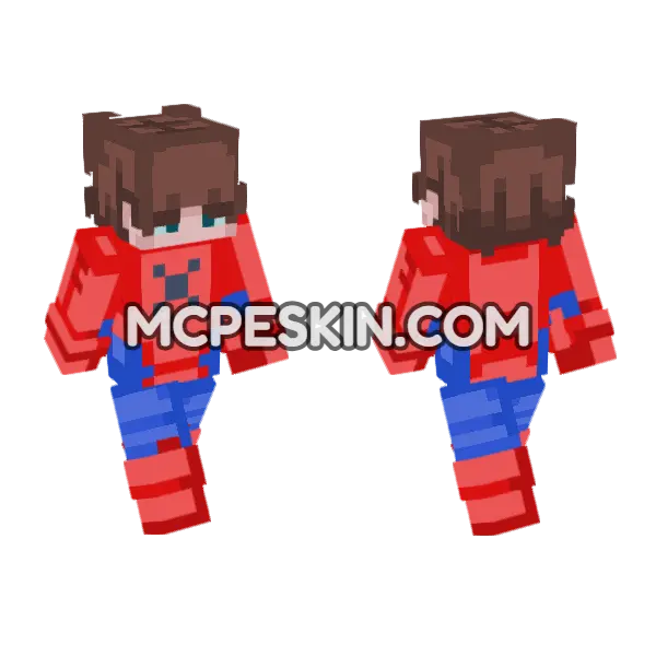 Peter Parker Spider-Man Minecraft Bedrock skin, front and back