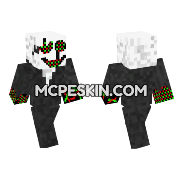 Pibbytale Gaster Glitched Minecraft Bedrock skin, front and back