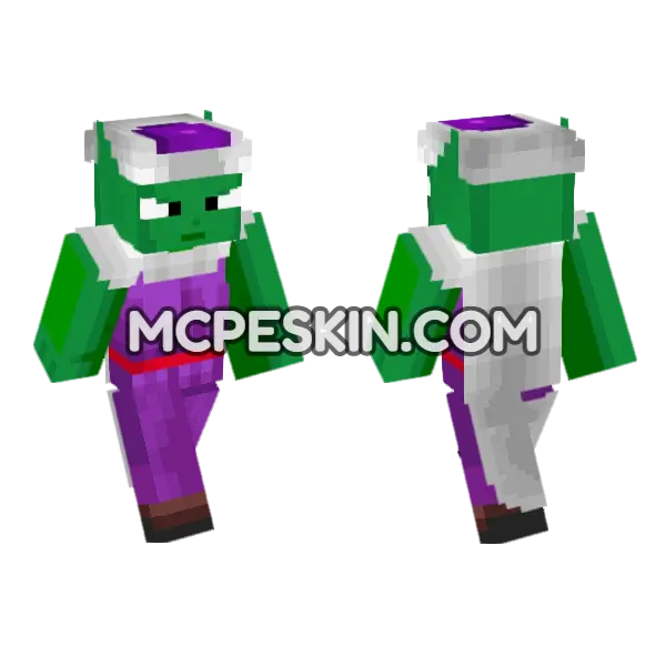 Piccolo Dragon Ball Z Minecraft Bedrock skin, front and back