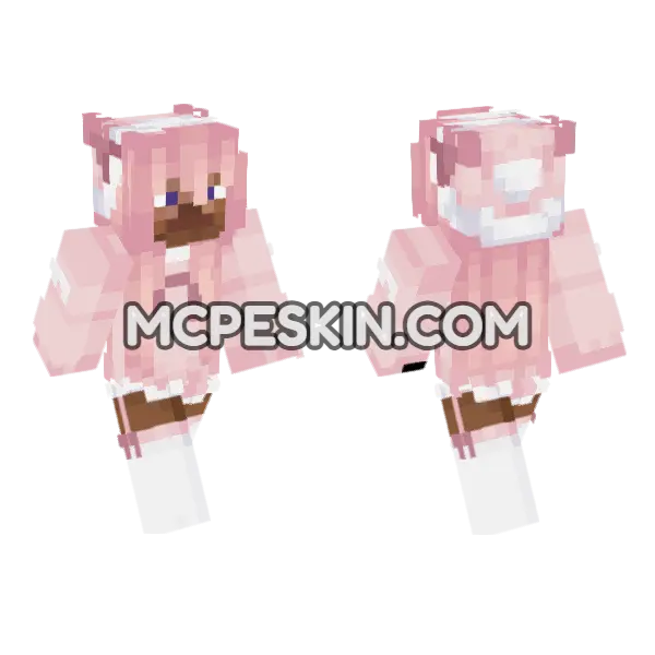 Pink Aesthetic Outfit Minecraft Bedrock skin, front and back