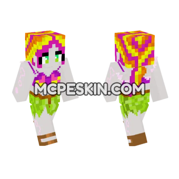 Pink And Yellow Hair Girl, front and back