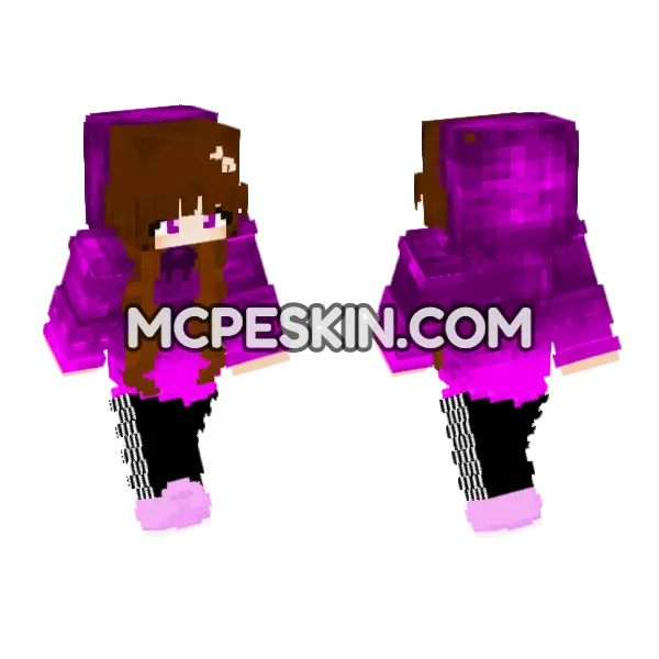 Pink Anime Girl Minecraft Bedrock skin, front and back