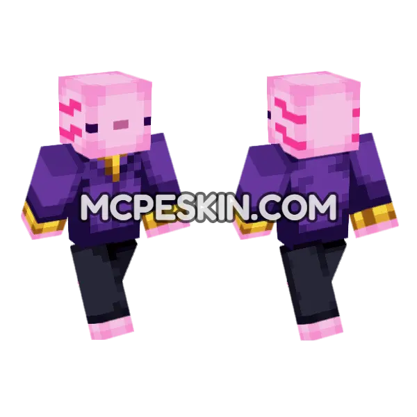 Pink Axolotl Minecraft Bedrock skin, front and back