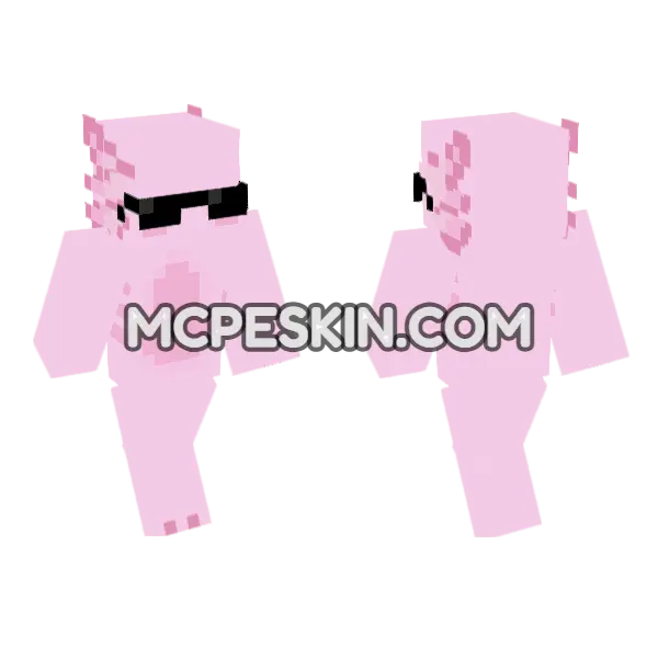 Pink Axolotl Skin Minecraft Bedrock skin, front and back